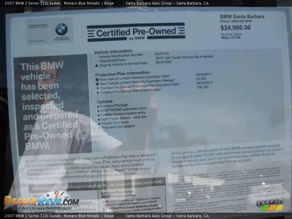 2007 BMW 3 Series 328i Sedan Monaco Blue Metallic / Beige Photo #23