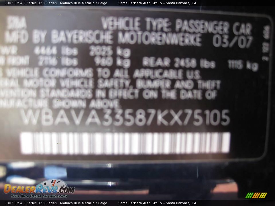 2007 BMW 3 Series 328i Sedan Monaco Blue Metallic / Beige Photo #24