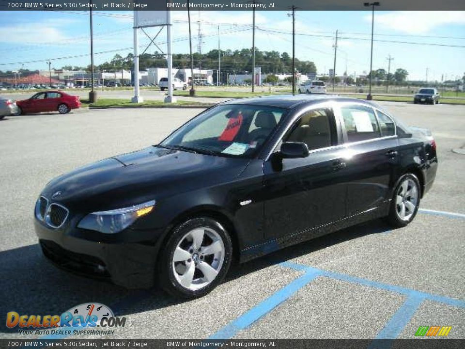 2007 BMW 5 Series 530i Sedan Jet Black / Beige Photo #4