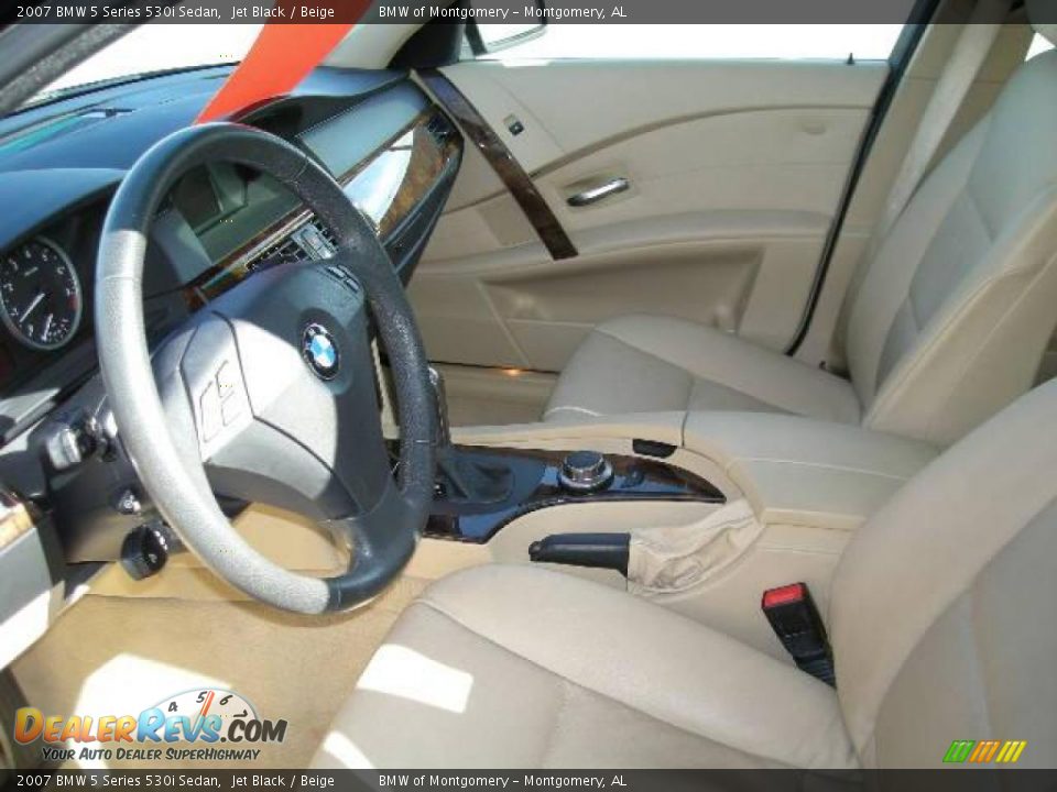 2007 BMW 5 Series 530i Sedan Jet Black / Beige Photo #5