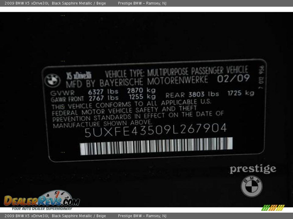 2009 BMW X5 xDrive30i Black Sapphire Metallic / Beige Photo #6