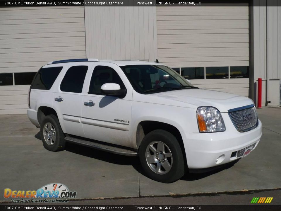 2007 GMC Yukon Denali AWD Summit White / Cocoa/Light Cashmere Photo #1