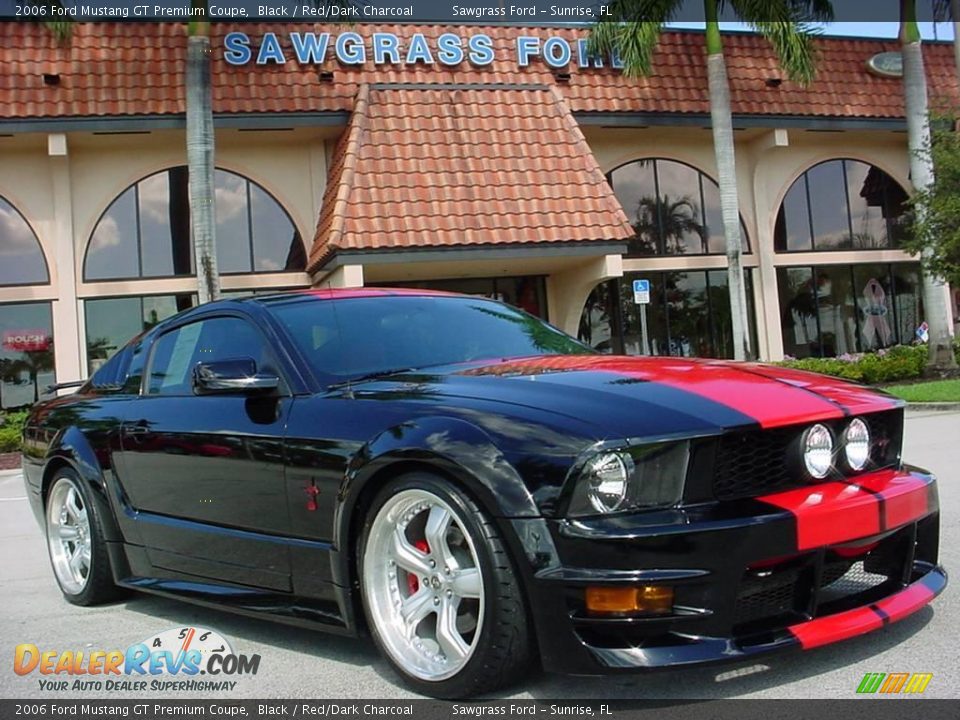 2006 Ford Mustang GT Premium Coupe Black / Red/Dark Charcoal Photo #1