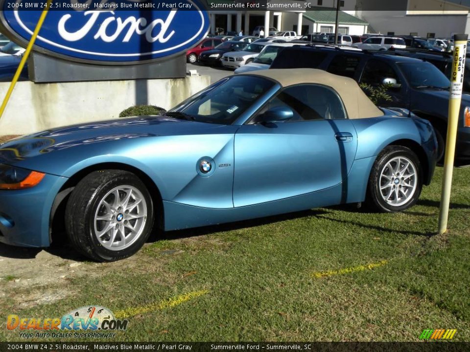 2004 BMW Z4 2.5i Roadster Maldives Blue Metallic / Pearl Gray Photo #2