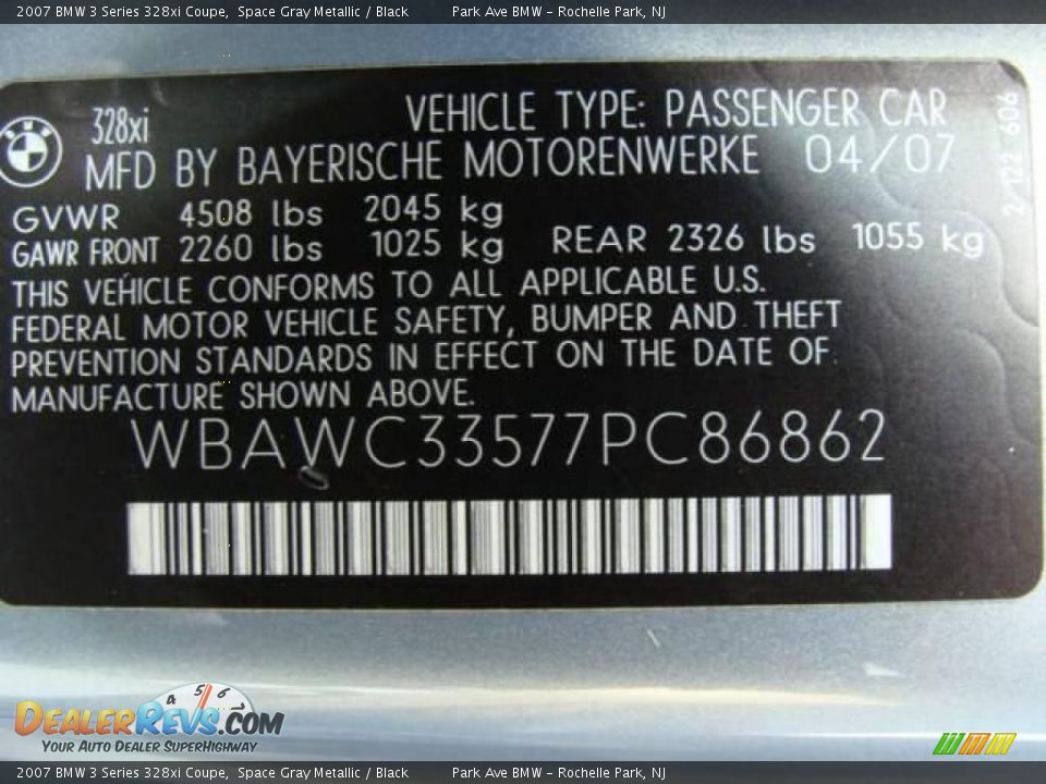 2007 BMW 3 Series 328xi Coupe Space Gray Metallic / Black Photo #25