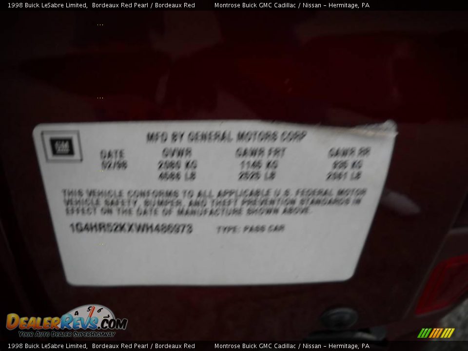 1998 Buick LeSabre Limited Bordeaux Red Pearl / Bordeaux Red Photo #11
