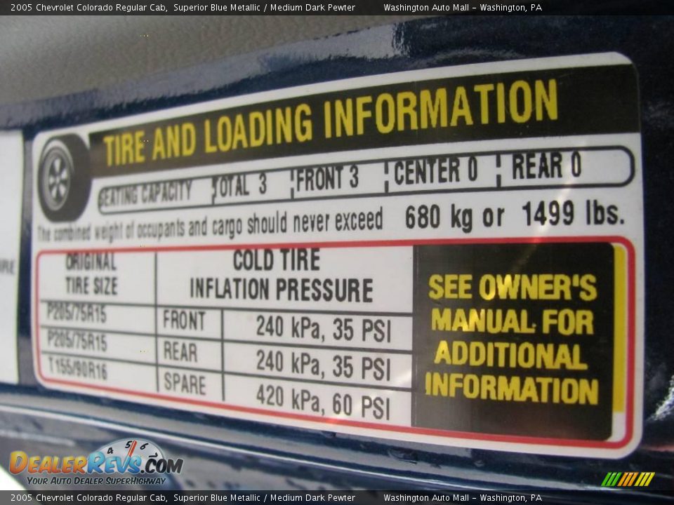 2005 Chevrolet Colorado Regular Cab Superior Blue Metallic / Medium Dark Pewter Photo #18