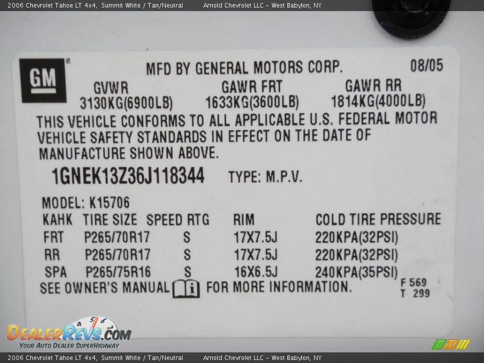 2006 Chevrolet Tahoe LT 4x4 Summit White / Tan/Neutral Photo #16