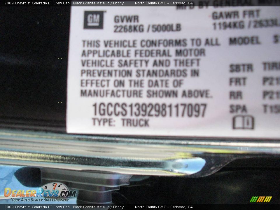 2009 Chevrolet Colorado LT Crew Cab Black Granite Metallic / Ebony Photo #14