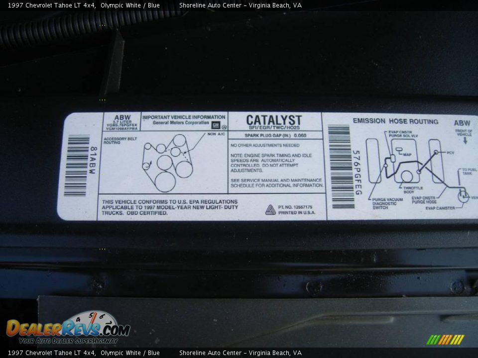 1997 Chevrolet Tahoe LT 4x4 Olympic White / Blue Photo #11