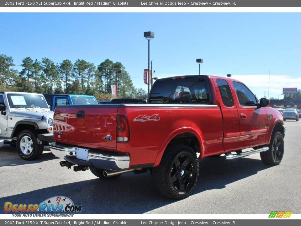 2002 Ford F150 XLT SuperCab 4x4 Bright Red / Medium Graphite Photo #5