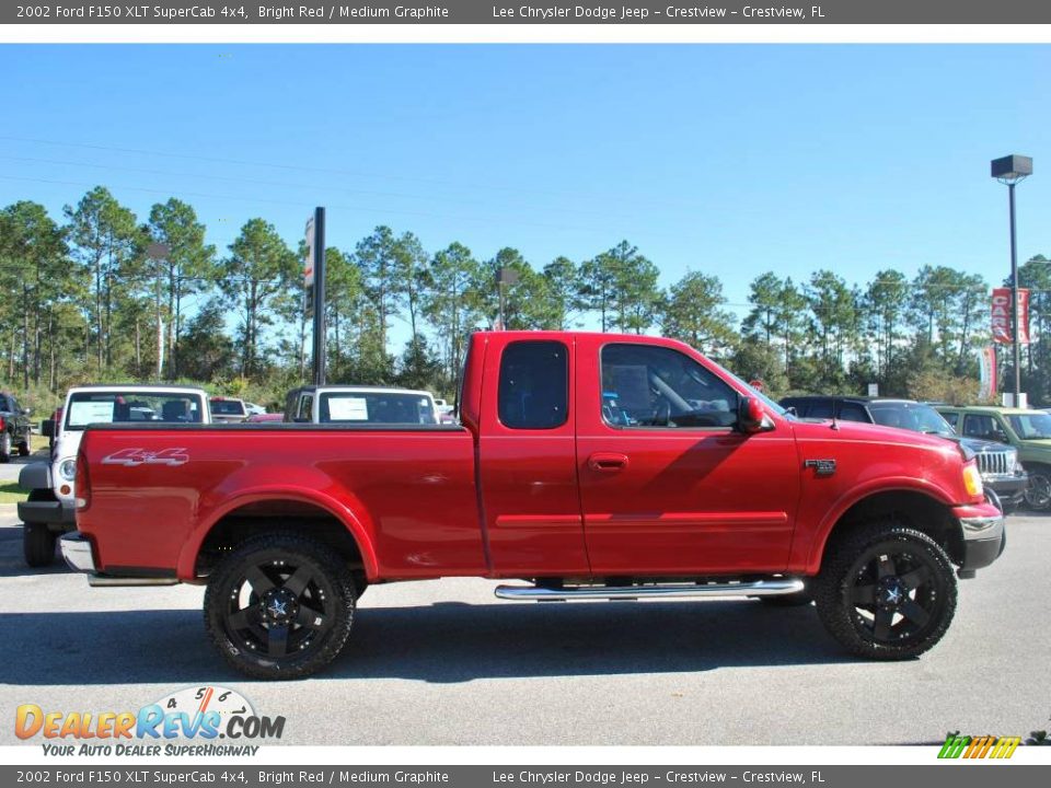 2002 Ford F150 XLT SuperCab 4x4 Bright Red / Medium Graphite Photo #6