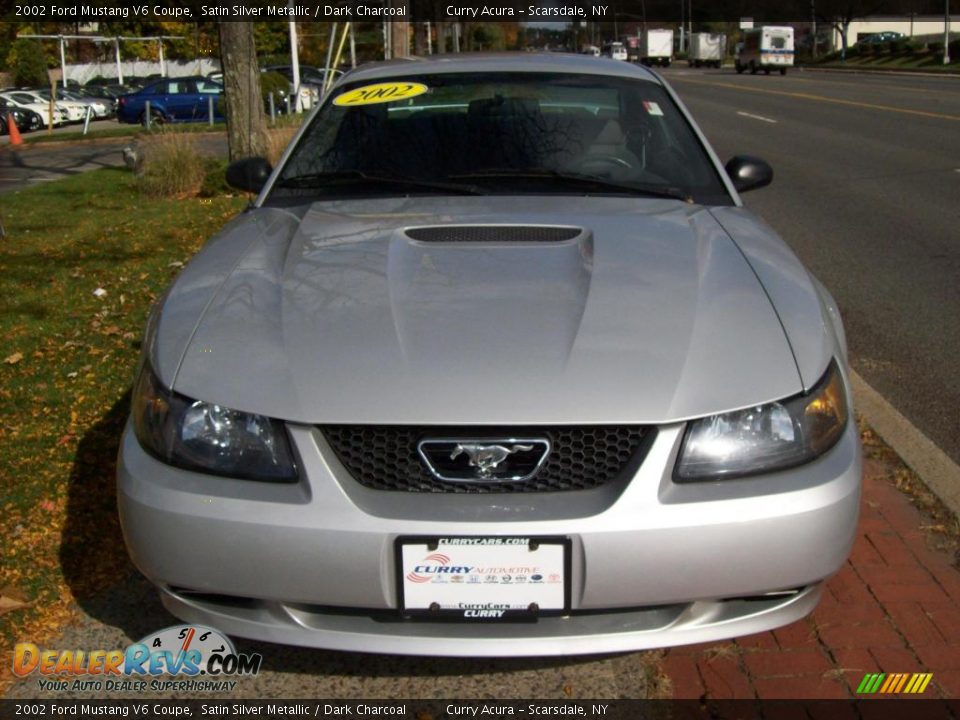 2002 Ford Mustang V6 Coupe Satin Silver Metallic / Dark Charcoal Photo #3