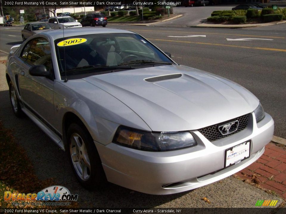 2002 Ford Mustang V6 Coupe Satin Silver Metallic / Dark Charcoal Photo #4