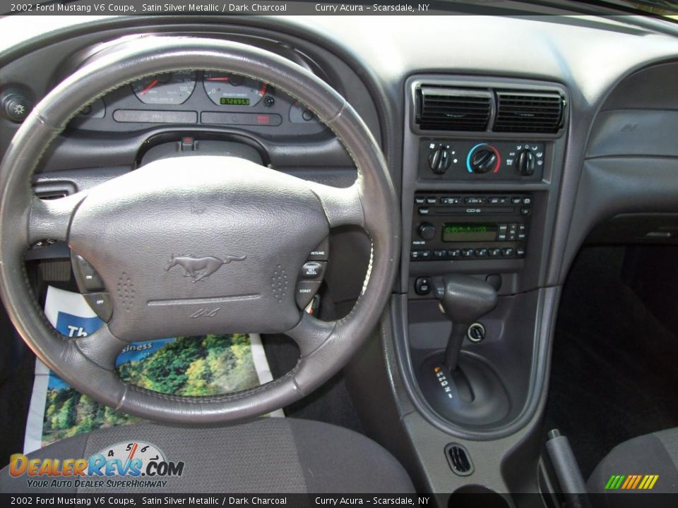 2002 Ford Mustang V6 Coupe Satin Silver Metallic / Dark Charcoal Photo #13