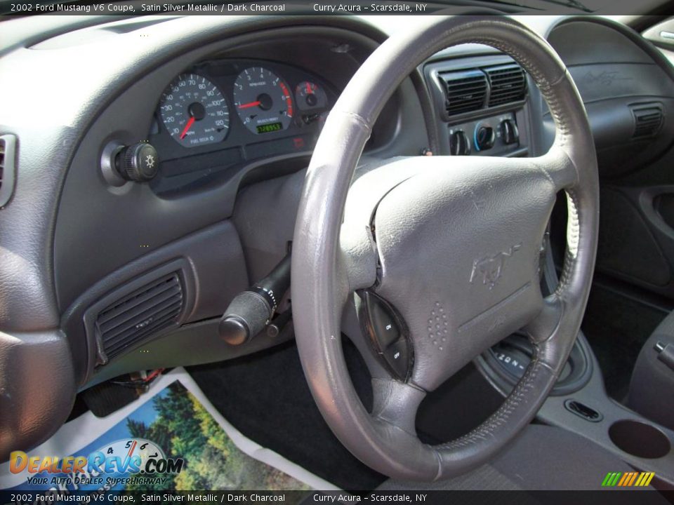 2002 Ford Mustang V6 Coupe Satin Silver Metallic / Dark Charcoal Photo #14