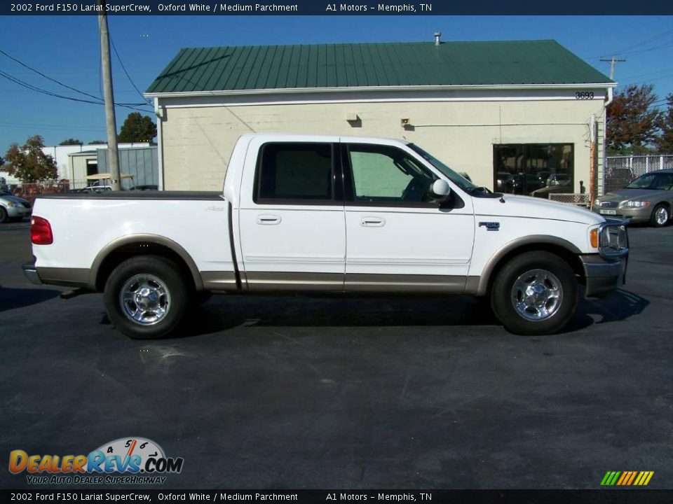 2002 Ford F150 Lariat SuperCrew Oxford White / Medium Parchment Photo #3