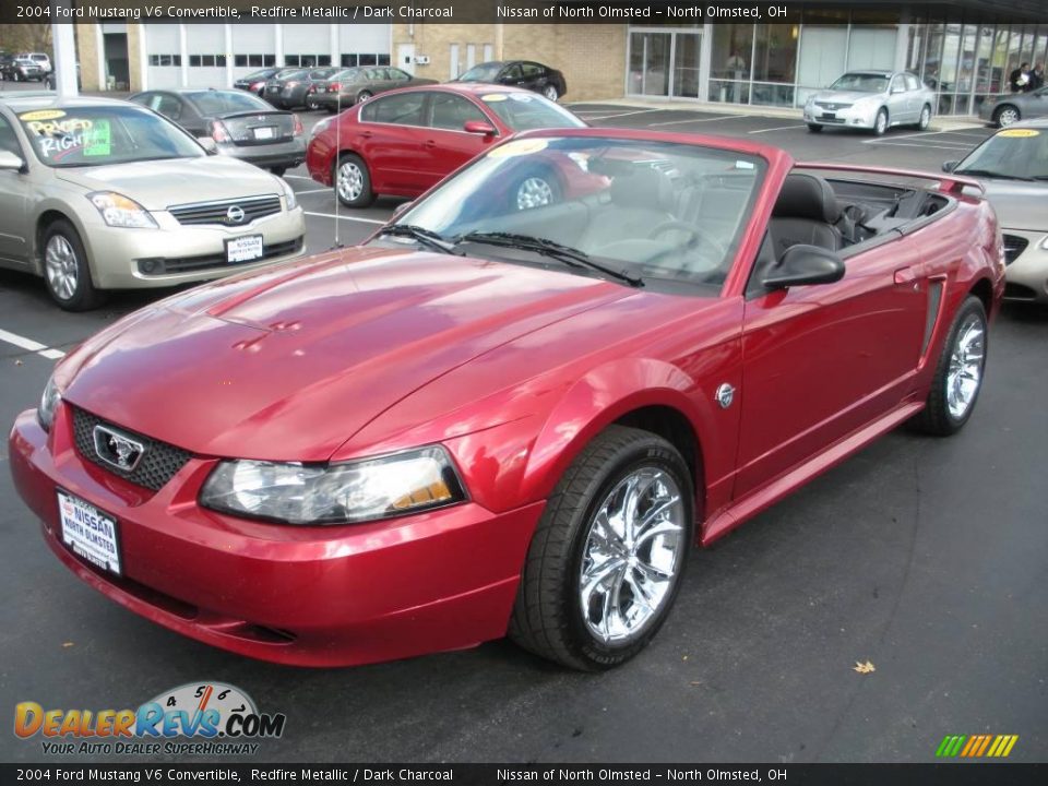 2004 Ford Mustang V6 Convertible Redfire Metallic / Dark Charcoal Photo #1
