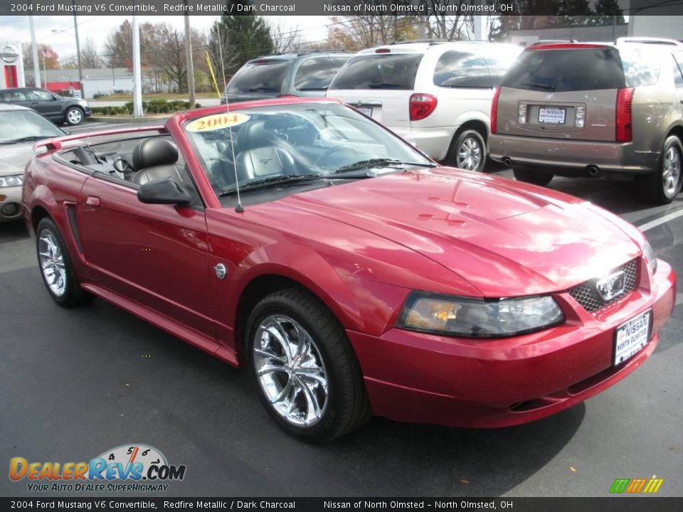 2004 Ford Mustang V6 Convertible Redfire Metallic / Dark Charcoal Photo #3