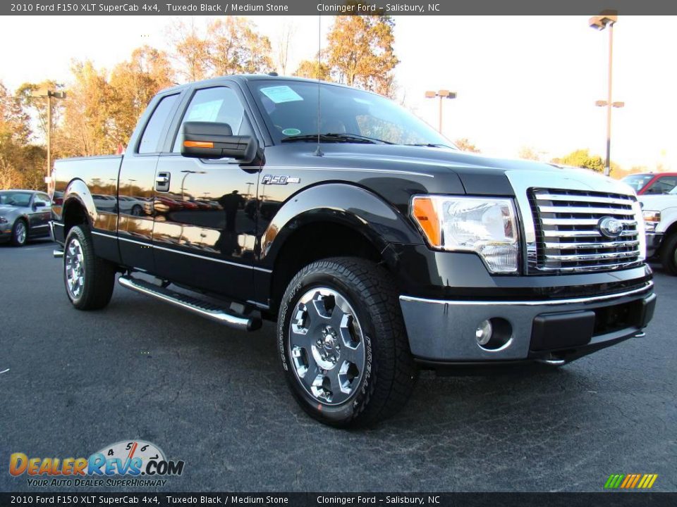 2010 Ford F150 XLT SuperCab 4x4 Tuxedo Black / Medium Stone Photo #1
