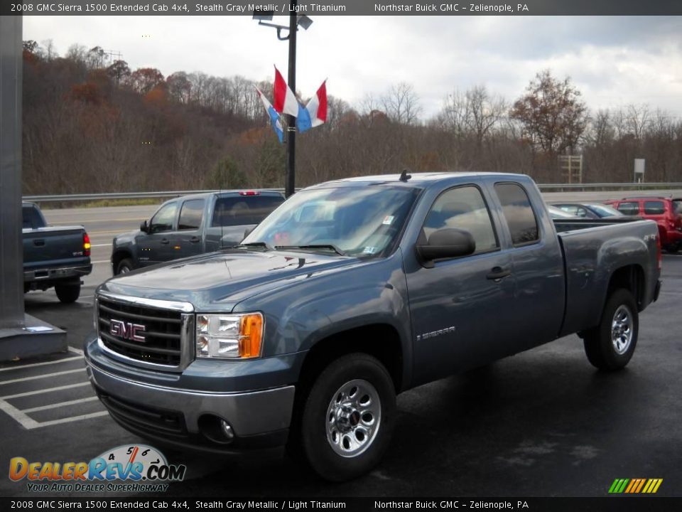 2008 GMC Sierra 1500 Extended Cab 4x4 Stealth Gray Metallic / Light Titanium Photo #14