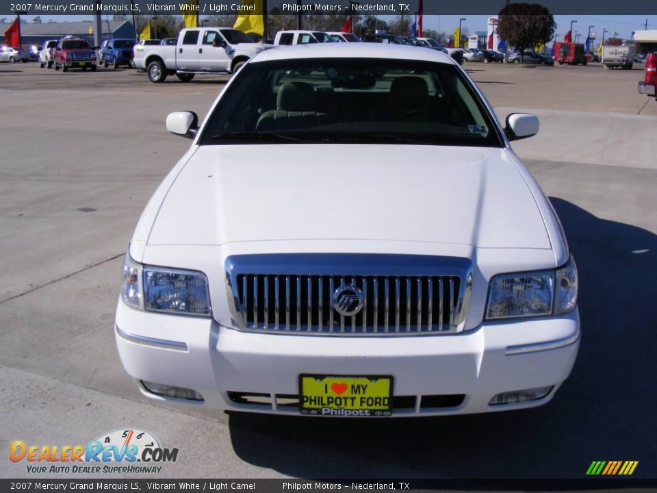 2007 Mercury Grand Marquis LS Vibrant White / Light Camel Photo #3