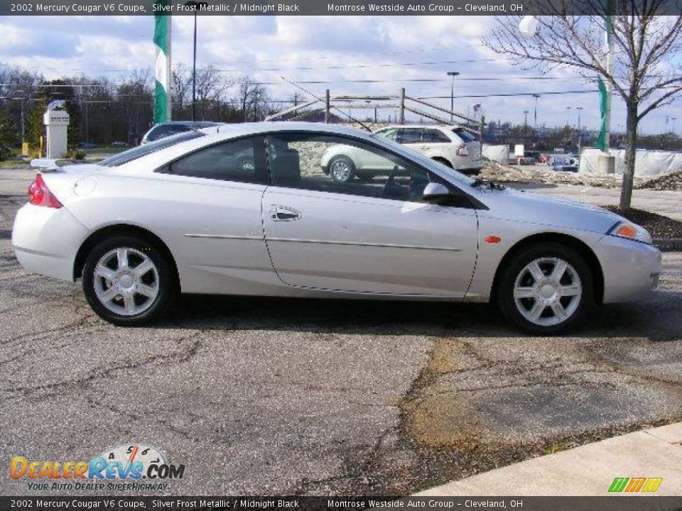 2002 Mercury Cougar V6 Coupe Silver Frost Metallic / Midnight Black Photo #6