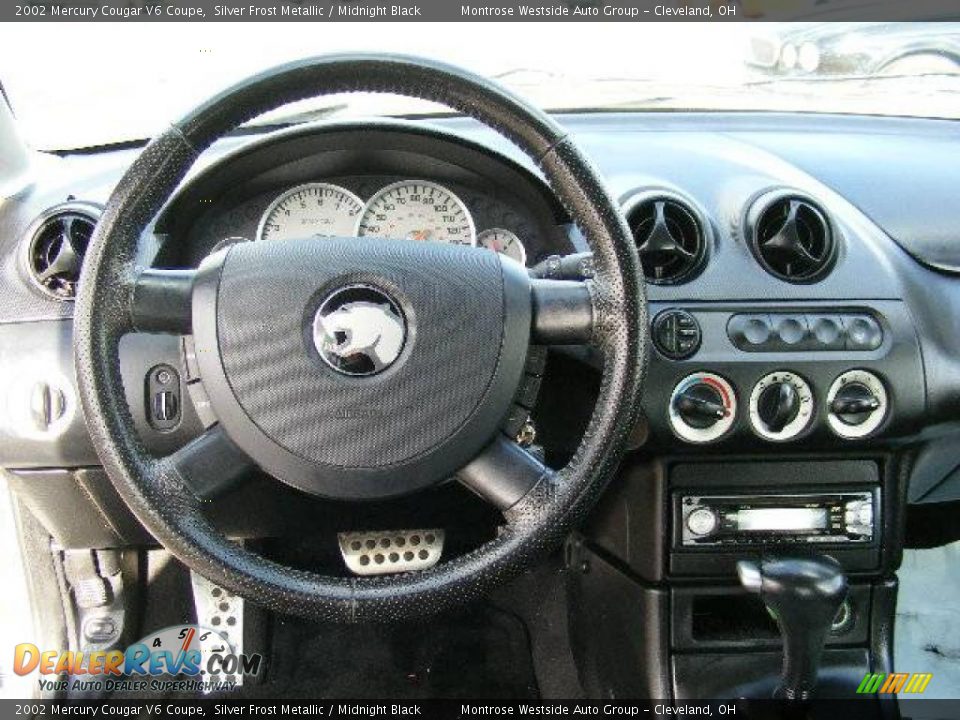 2002 Mercury Cougar V6 Coupe Silver Frost Metallic / Midnight Black Photo #15