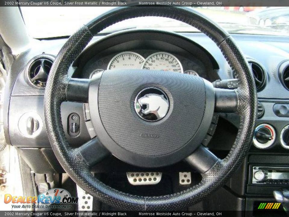 2002 Mercury Cougar V6 Coupe Silver Frost Metallic / Midnight Black Photo #16