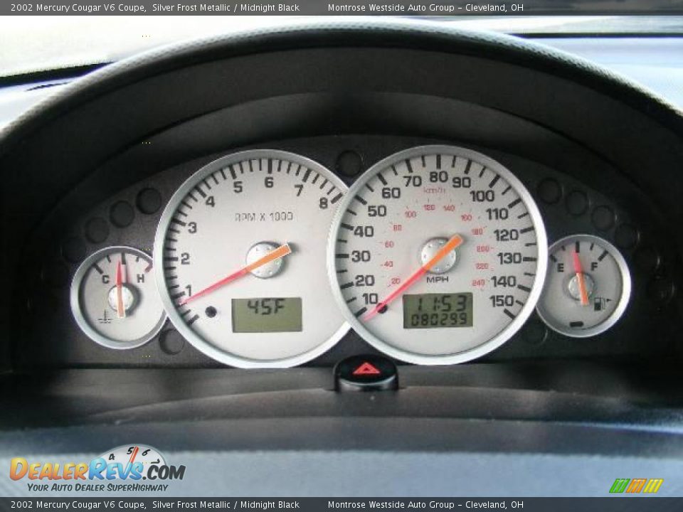 2002 Mercury Cougar V6 Coupe Silver Frost Metallic / Midnight Black Photo #17