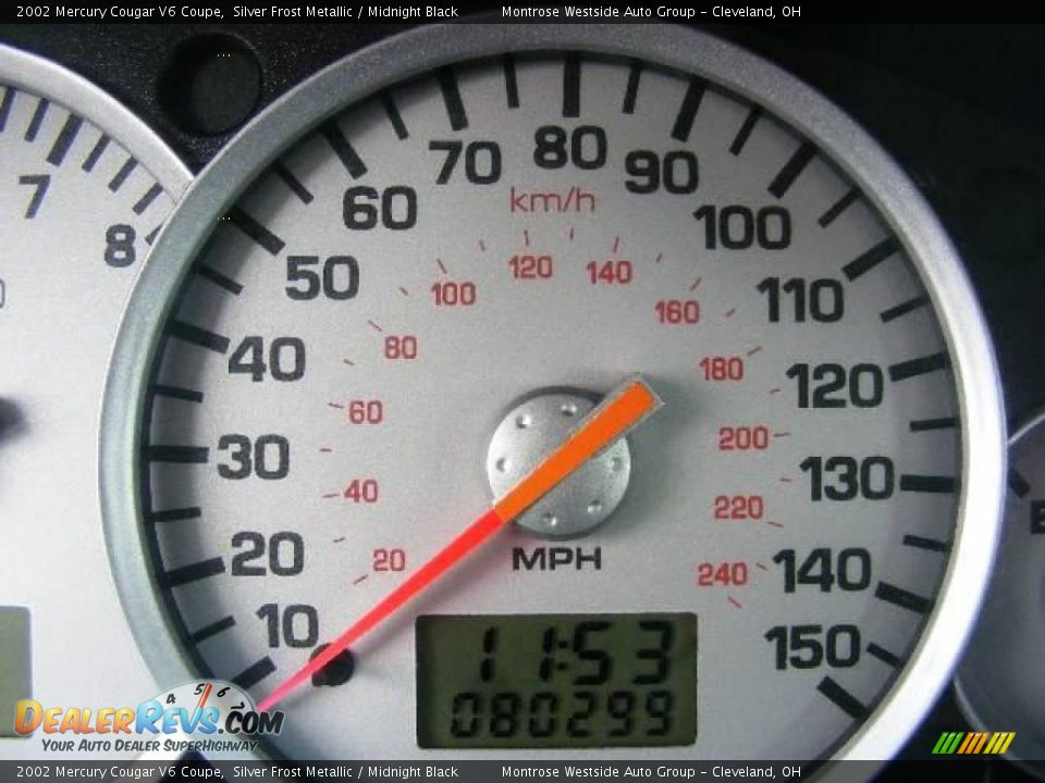 2002 Mercury Cougar V6 Coupe Silver Frost Metallic / Midnight Black Photo #18