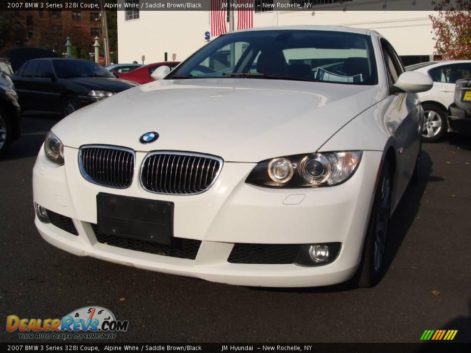 2007 BMW 3 Series 328i Coupe Alpine White / Saddle Brown/Black Photo #3