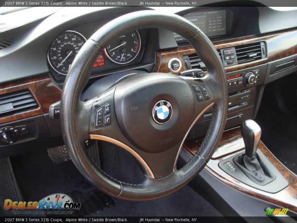 2007 BMW 3 Series 328i Coupe Alpine White / Saddle Brown/Black Photo #20