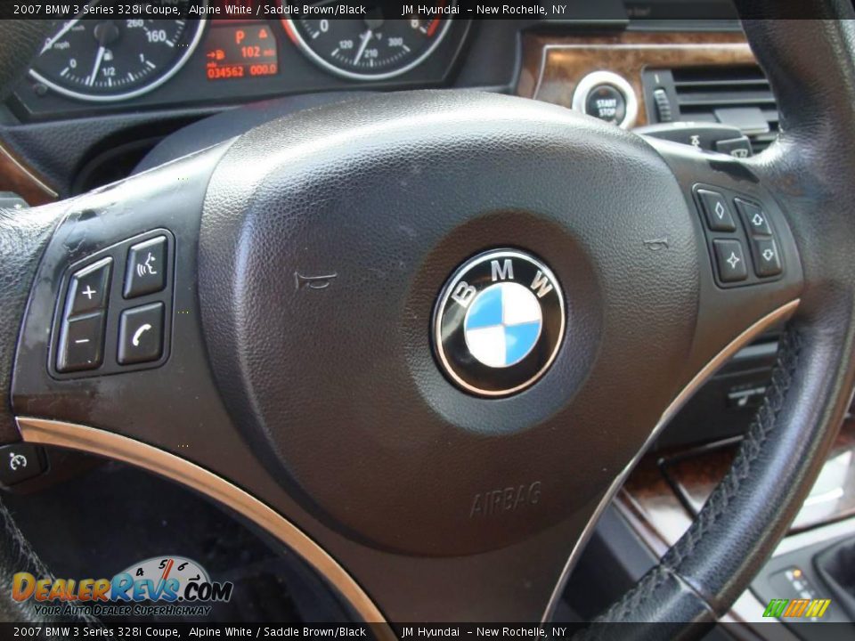 2007 BMW 3 Series 328i Coupe Alpine White / Saddle Brown/Black Photo #21