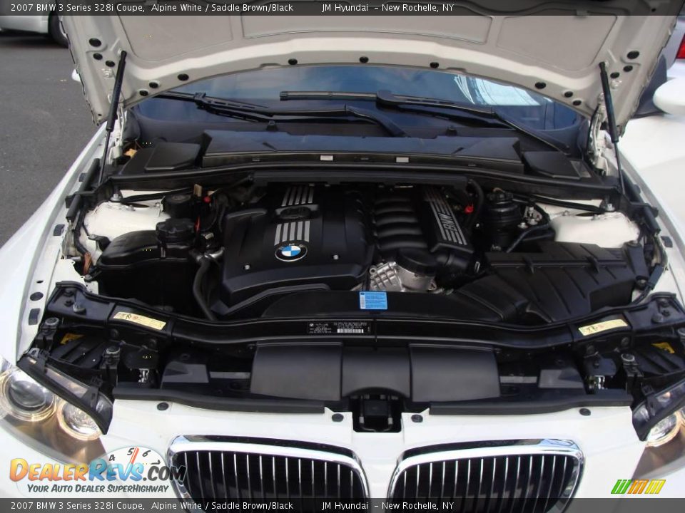 2007 BMW 3 Series 328i Coupe Alpine White / Saddle Brown/Black Photo #25