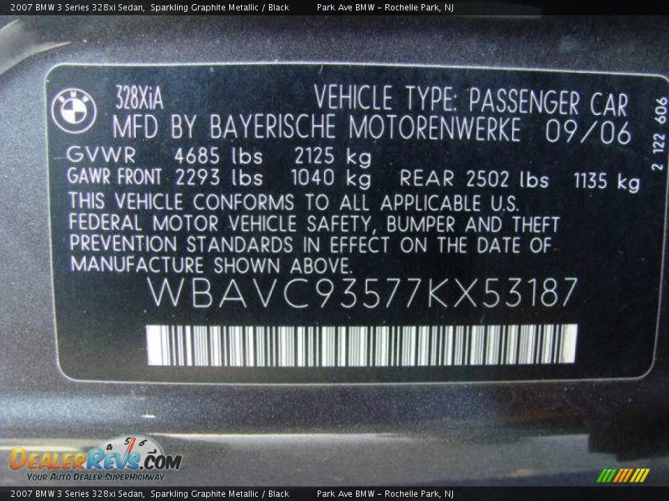 2007 BMW 3 Series 328xi Sedan Sparkling Graphite Metallic / Black Photo #26