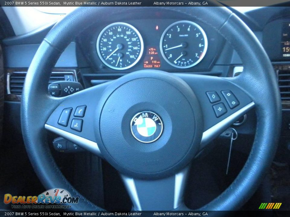 2007 BMW 5 Series 550i Sedan Mystic Blue Metallic / Auburn Dakota Leather Photo #15