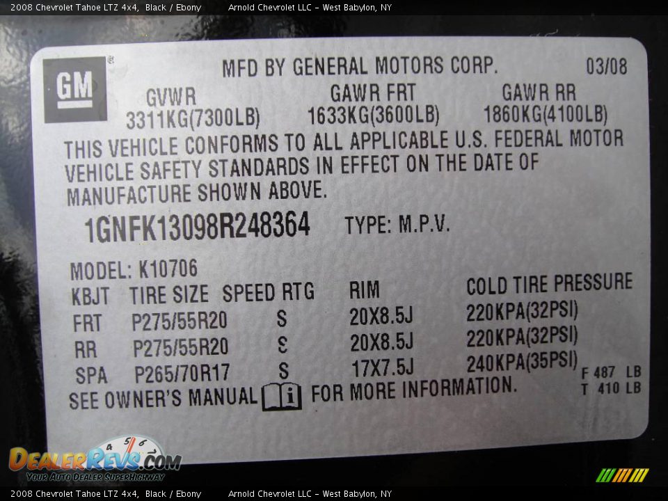 2008 Chevrolet Tahoe LTZ 4x4 Black / Ebony Photo #15