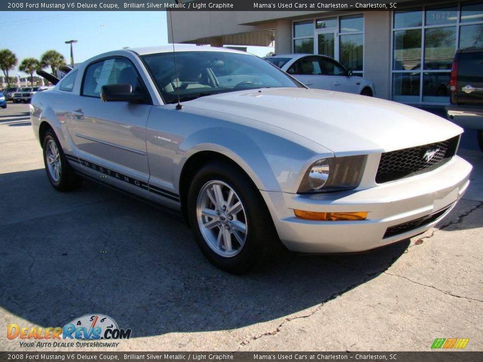 2008 Ford Mustang V6 Deluxe Coupe Brilliant Silver Metallic / Light Graphite Photo #2