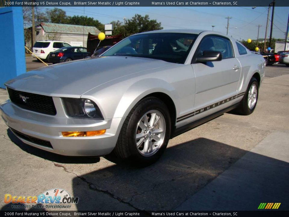 2008 Ford Mustang V6 Deluxe Coupe Brilliant Silver Metallic / Light Graphite Photo #4