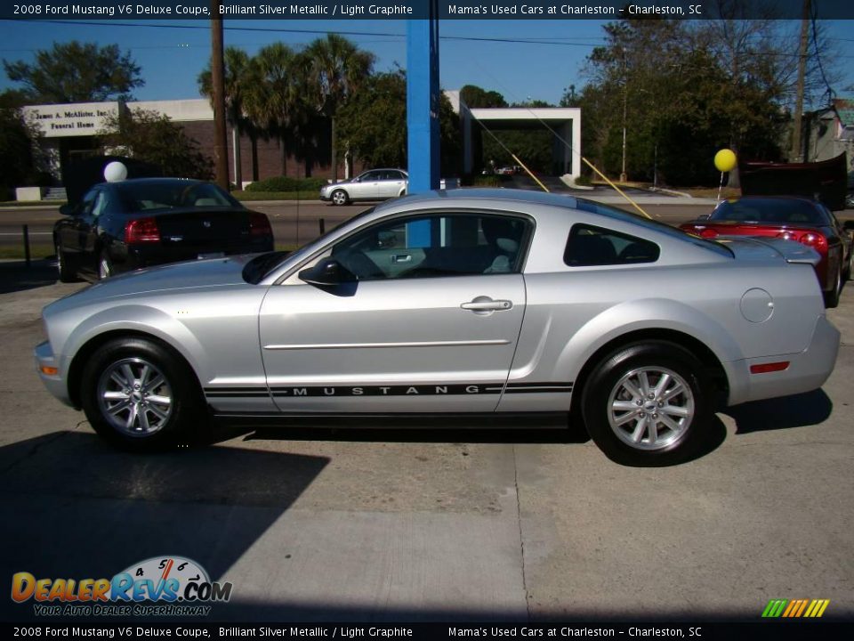 2008 Ford Mustang V6 Deluxe Coupe Brilliant Silver Metallic / Light Graphite Photo #5