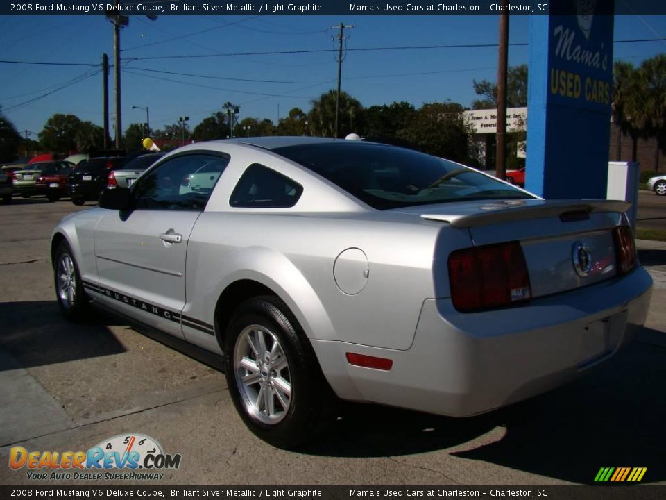 2008 Ford Mustang V6 Deluxe Coupe Brilliant Silver Metallic / Light Graphite Photo #6