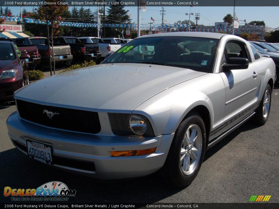 2008 Ford Mustang V6 Deluxe Coupe Brilliant Silver Metallic / Light Graphite Photo #9
