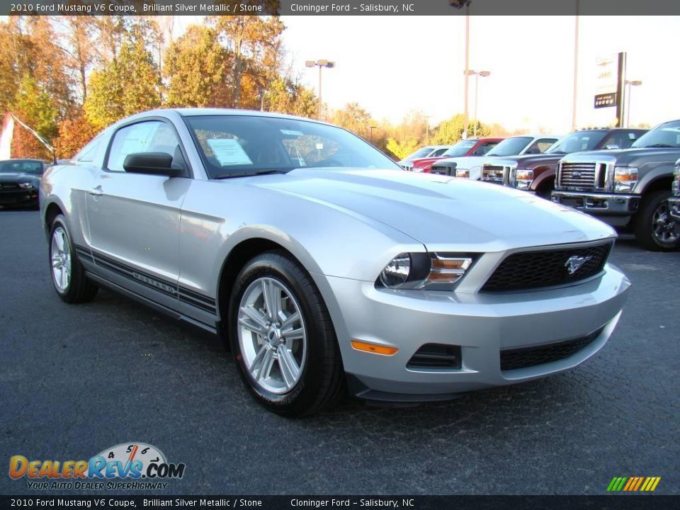 2010 Ford Mustang V6 Coupe Brilliant Silver Metallic / Stone Photo #1