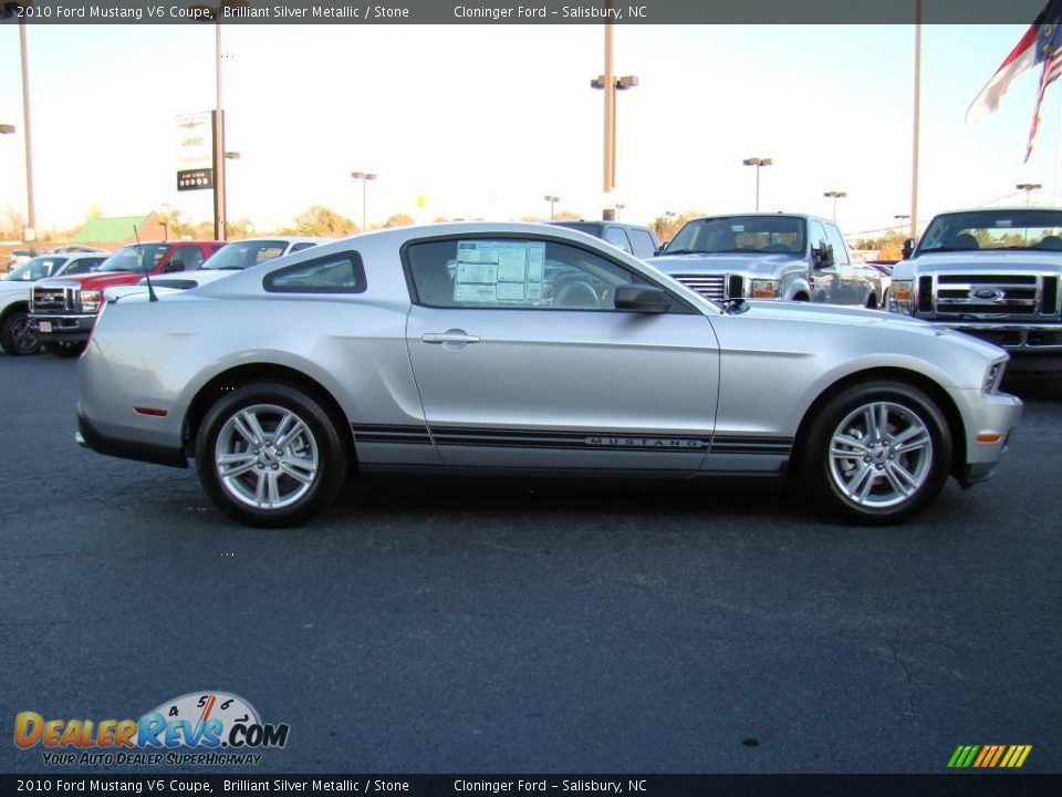 2010 Ford Mustang V6 Coupe Brilliant Silver Metallic / Stone Photo #2