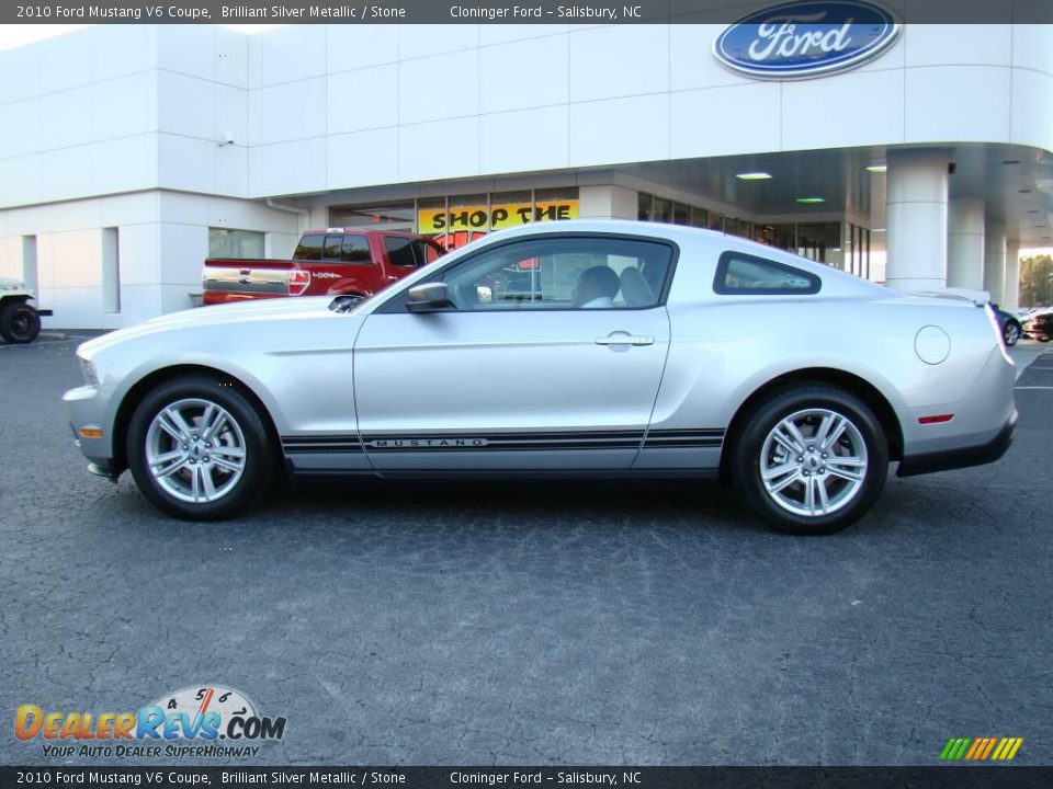 2010 Ford Mustang V6 Coupe Brilliant Silver Metallic / Stone Photo #5
