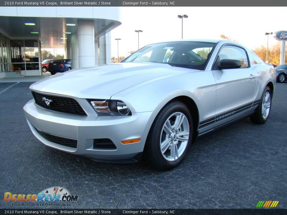 2010 Ford Mustang V6 Coupe Brilliant Silver Metallic / Stone Photo #6