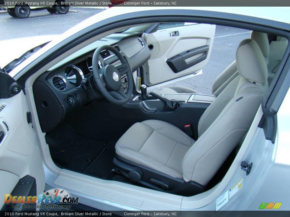2010 Ford Mustang V6 Coupe Brilliant Silver Metallic / Stone Photo #8