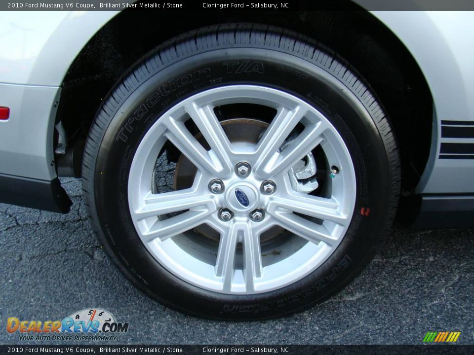 2010 Ford Mustang V6 Coupe Brilliant Silver Metallic / Stone Photo #12
