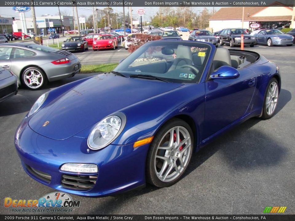 2009 Porsche 911 Carrera S Cabriolet Aqua Blue Metallic / Stone Grey Photo #1